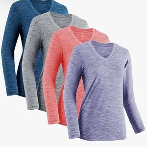 Four-pack of Long-sleeve Athletic Shirts with SPF 50+ Protection